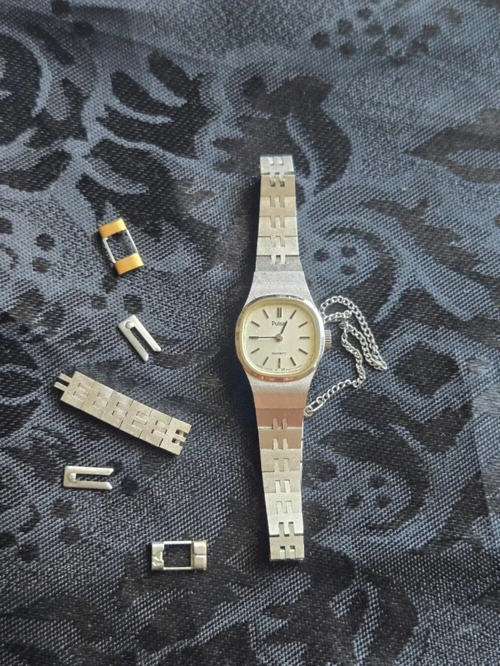 Vintage Women's PULSAR Silver Tone Link Bracelet Watch